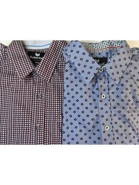 Butter Cloth Shirts LOT Of 2-Large Blue And Brown Multicolor 100% Cotton Cuffs